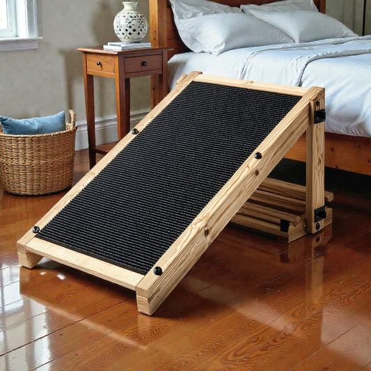 Jomaro Adjustable Wooden Pet Ramp - Natural Pine