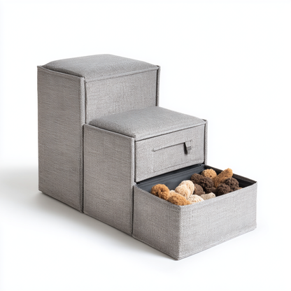 Jomaro 2-in-1 Storage Pet Stairs - Linen Grey