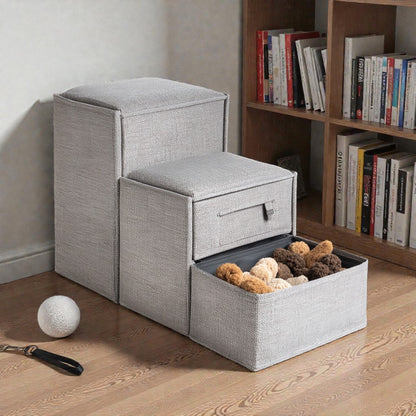 Jomaro 2-in-1 Storage Pet Stairs - Linen Grey
